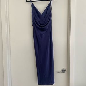 ASOS design navy draped silk midi dress